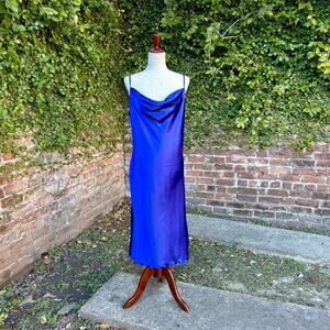 Bebe blue satin slip dress